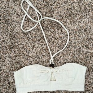 Cream Strapless Bandeau Camisole with Removable Halter Tie